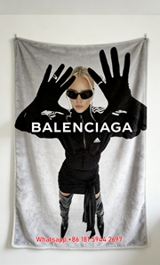 Balenciaga x Adidas Black Flannel Sofa Throw Blanket BA098